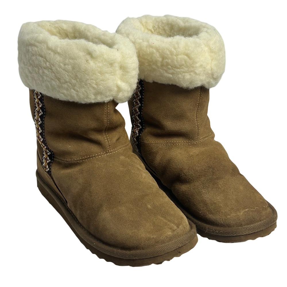 RSVP Womens Chestnut Suede Woolmark Wool Lined Mid Calf Boots Size 9
